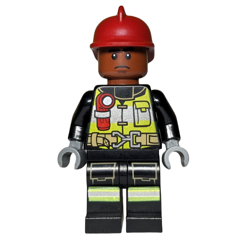 LEGO Firefighter with Reddish Brown Skin and Dark Red Fire Helmet (fig-005582)