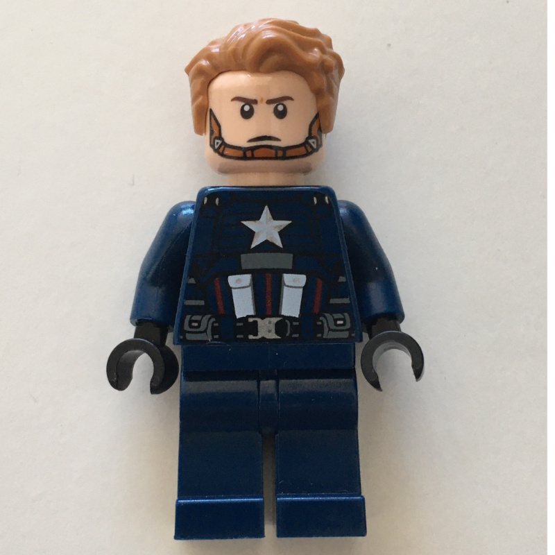 LEGO Captain America in Dark Blue Outfit with Black Hands and Hair (fig-005608)