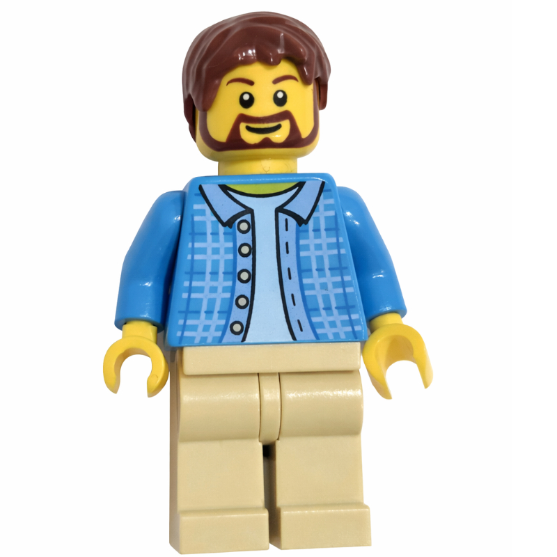LEGO Dad with Dark Azure Shirt with Buttons, and Beard (fig-005883)