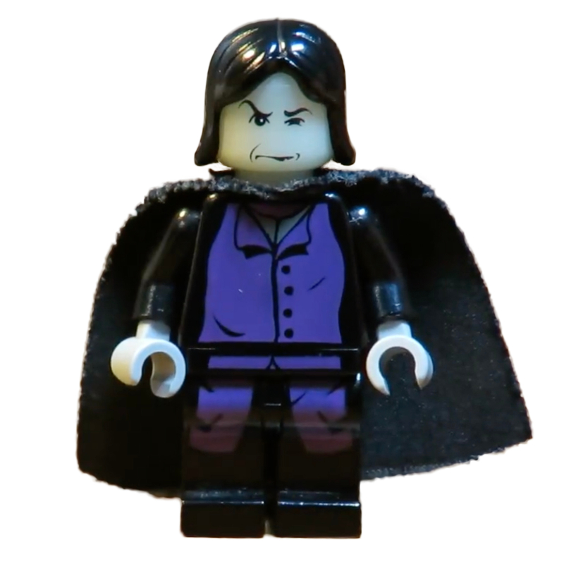 LEGO Professor Severus Snape, Glow in the Dark Head, Long Purple Robes with Black Buttons, Cape (fig-006101)