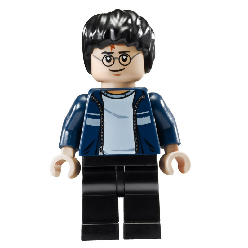 LEGO Harry Potter, Open Dark Blue Jacket over White Shirt, Black Legs (fig-006130)