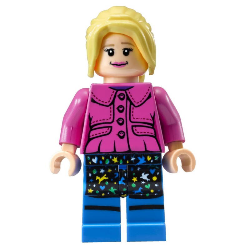 LEGO Luna Lovegood, Dark Pink Jacket, Printed Skirt, Ponytail (fig-006131)