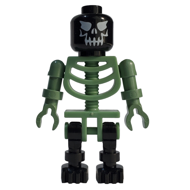 LEGO Skeleton, Evil Face, Black and Sand Green (fig-006146)