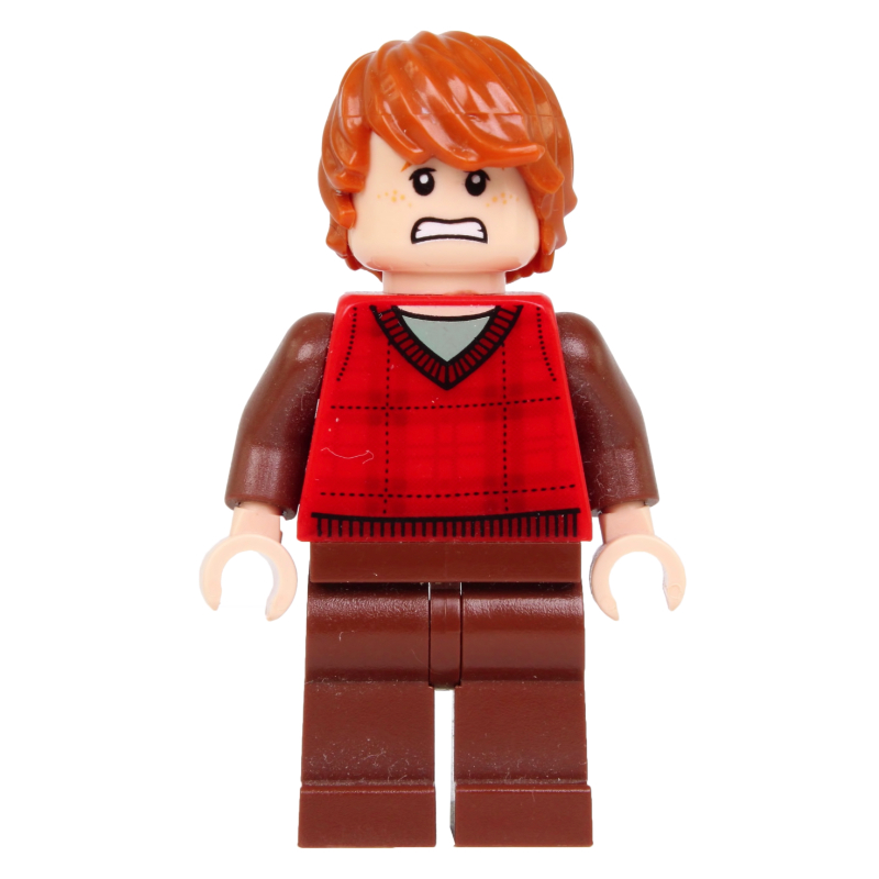 LEGO Ron Weasley, Red Tartan Sweater Vest, Reddish Brown Legs (fig-006162)