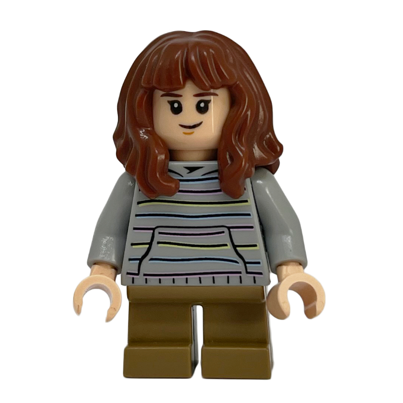 LEGO Hermione Granger, Light Bluish Gray Hoodie with Stripes, Short Legs (fig-006184)