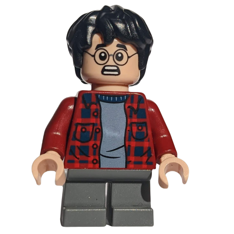 LEGO Harry Potter, Open Red Flannel Shirt, Dark Bluish Grey Short Legs (fig-006195)