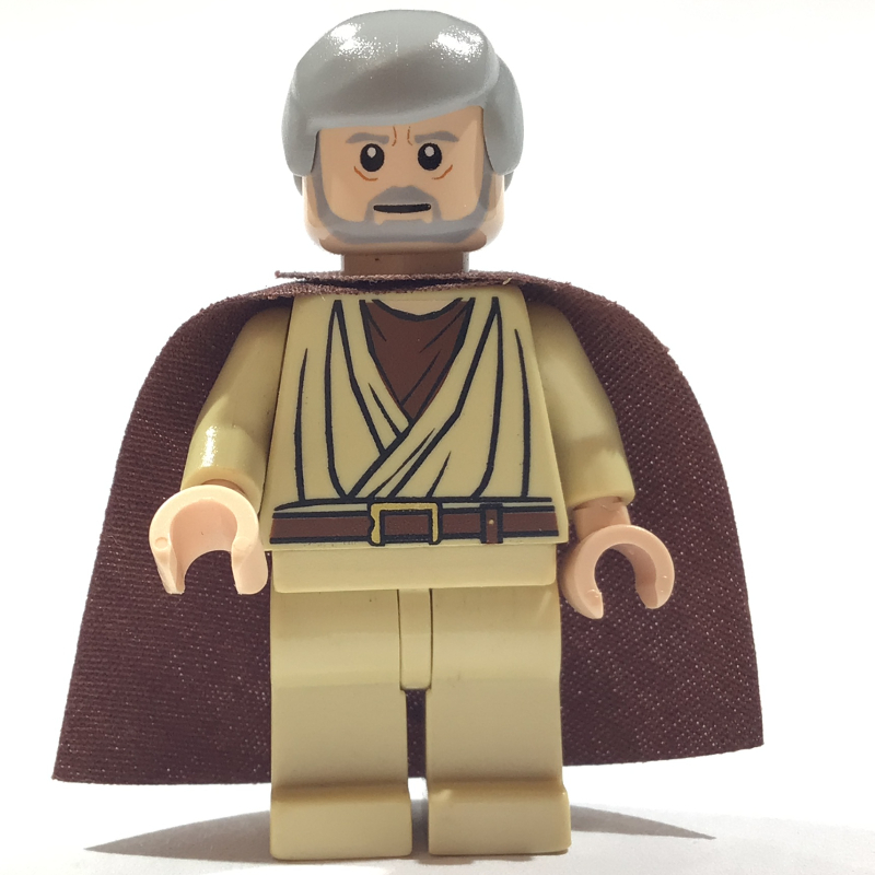 LEGO Obi-Wan Kenobi, Old, Tan Robes, Hair, Reddish Brown Cape (fig-006268)
