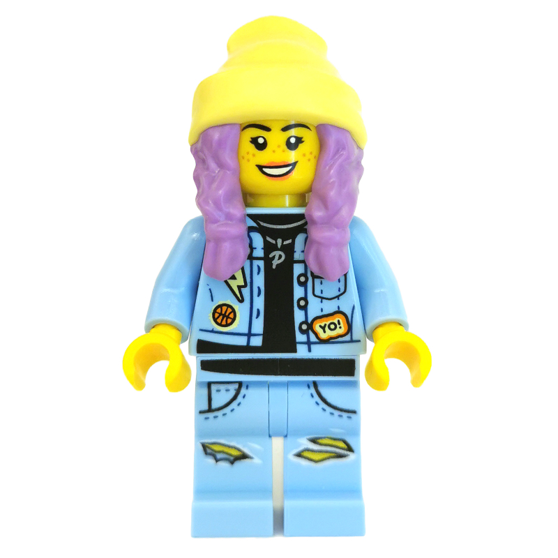 LEGO Parker L. Jackson, Bright Light Blue Denim Jacket, Bright Light Yellow Beanie Hat, Medium Lavender Hair (fig-006320)