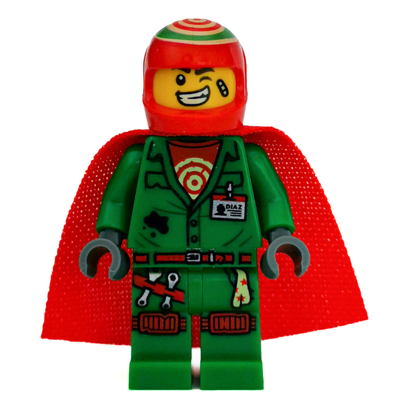 LEGO Douglas Elton / El Fuego, Green Outfit with Red Helmet and Cape (fig-006342)