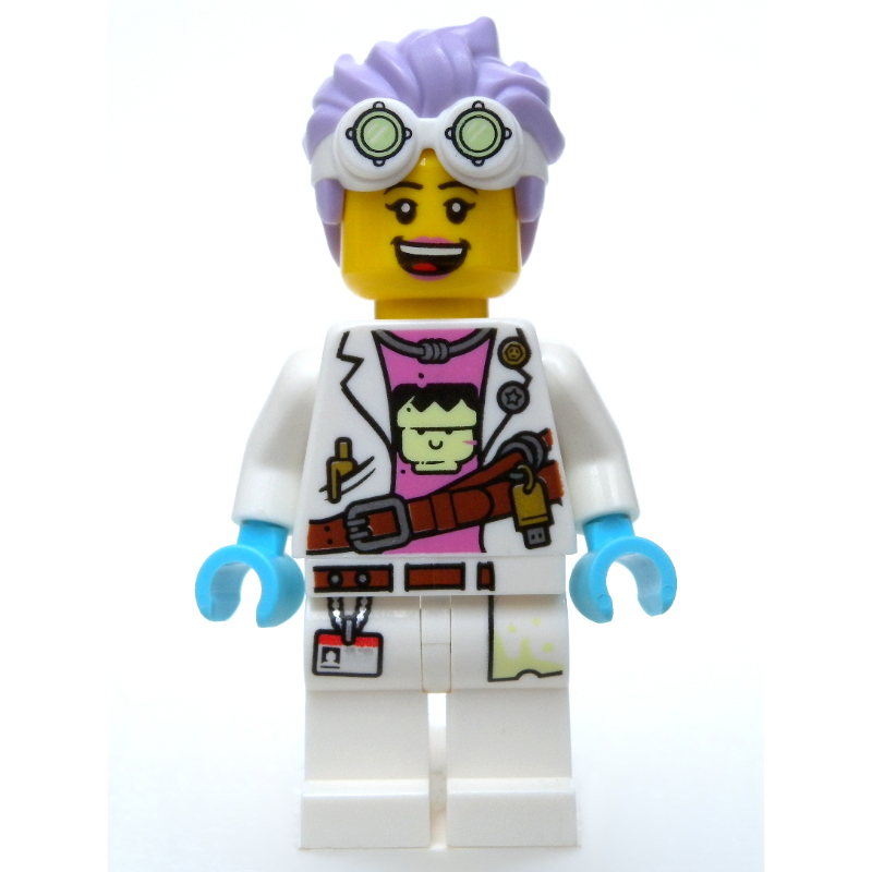 LEGO J.B. Watt, Lab Coat, Medium Lavender Hair with Goggles, Scared / Smile (fig-006352)