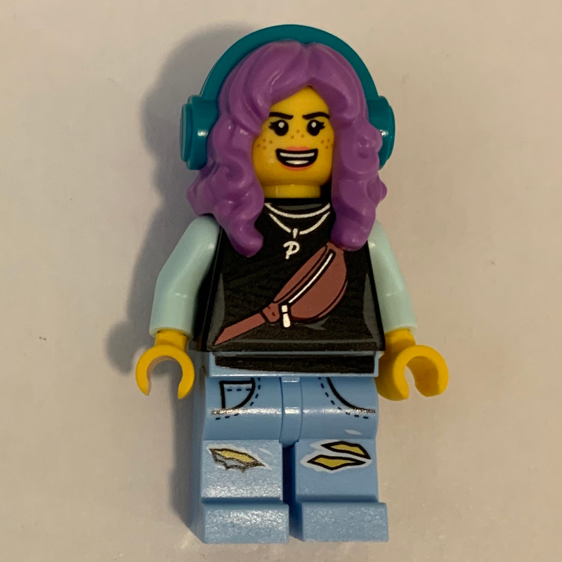LEGO Parker L. Jackson, Black Top, Medium Lavender Hair with Headphones (fig-006359)