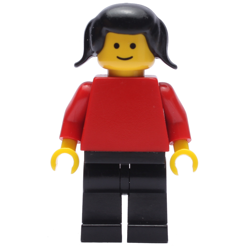 LEGO Woman, Plain Red Torso, Black Legs, Black Hair (fig-006375)