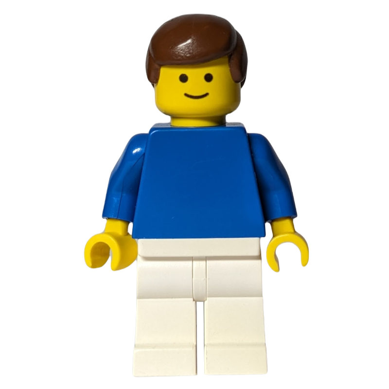 LEGO Football Player, Plain Blue Torso and White Legs, Brown Hair (3626a Head) (fig-006378)