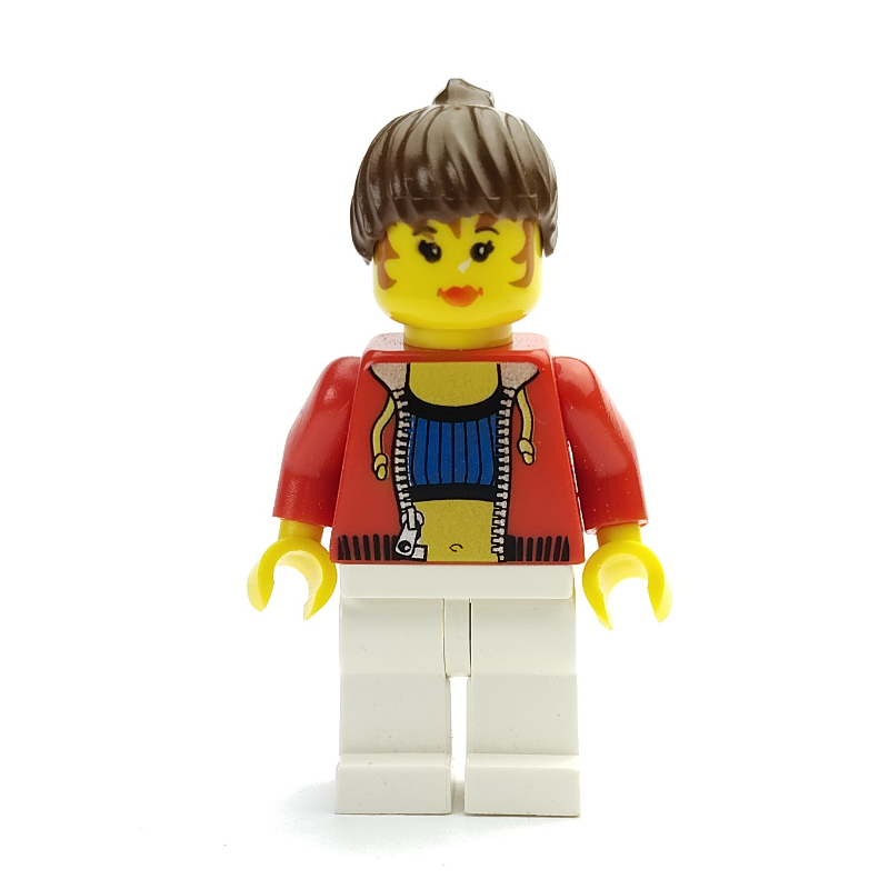 LEGO Female - Red Jacket, Blue Top, White Legs (fig-006392)