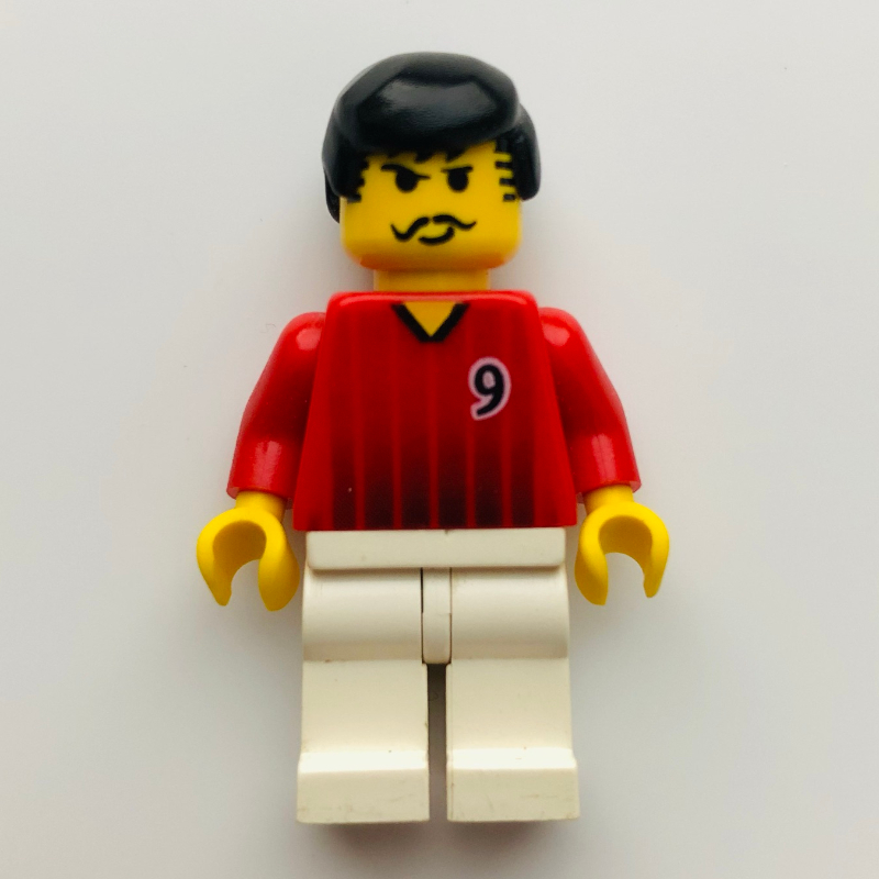 LEGO Soccer Player Red Torso, White Legs, #9 (fig-006409)