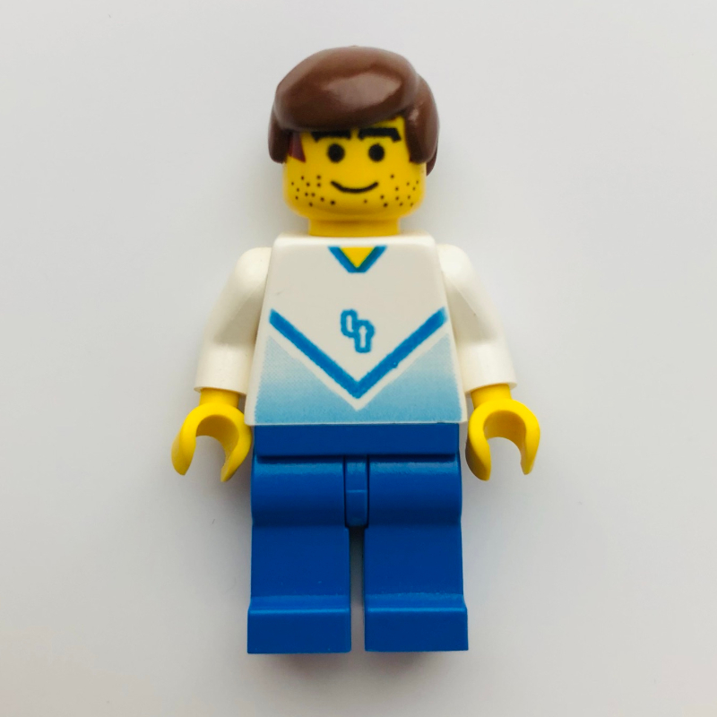 LEGO Soccer Player White Torso, Blue Legs, #4 (fig-006411)