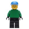 Soccer Player Goalie Green Torso, Black Legs, Blue Cap