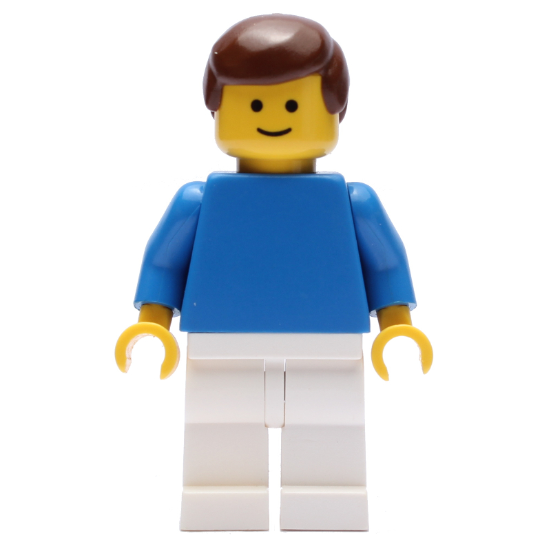 LEGO Soccer Player, Plain Blue Torso and White Legs, Brown Hair (3626b Head) (fig-006418)
