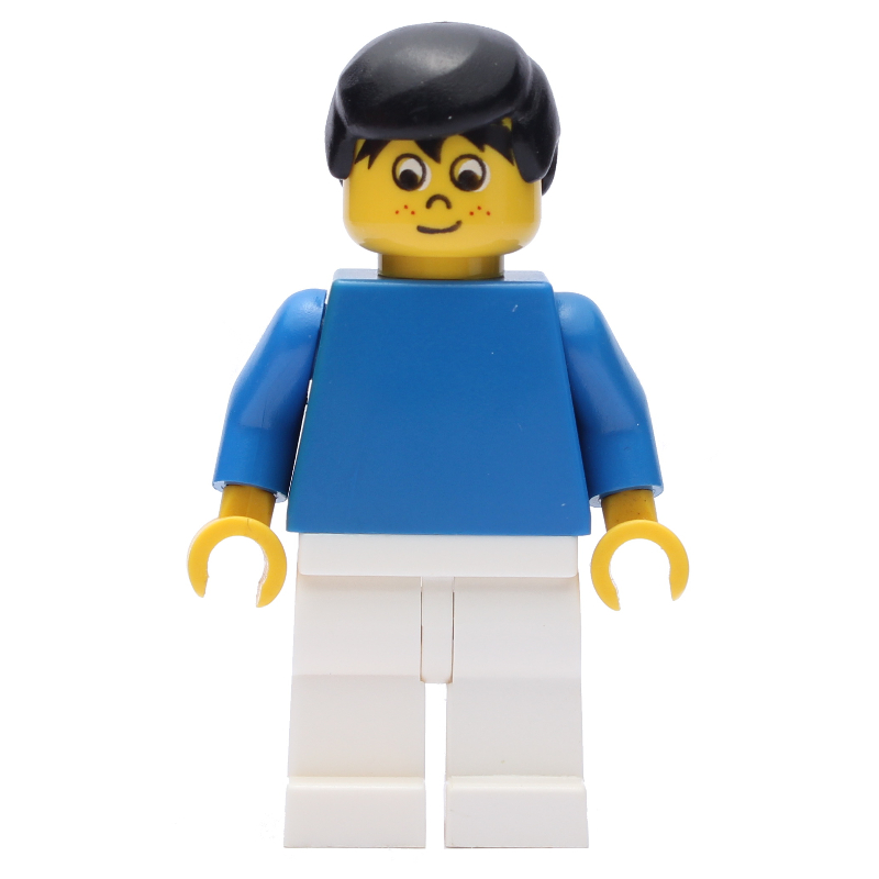 LEGO Soccer Player Blue Torso, White Legs, Black Hair, Freckles (fig-006419)