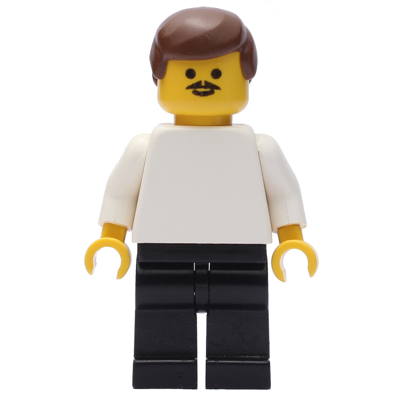 LEGO Soccer Player White Torso, Black Legs, Brown Hair, Mustache (fig-006421)