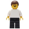 Soccer Player White Torso, Black Legs, Brown Hair, Mustache