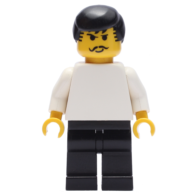 LEGO Soccer Player White Torso, Black Legs, Black Hair. Mustache (fig-006423)