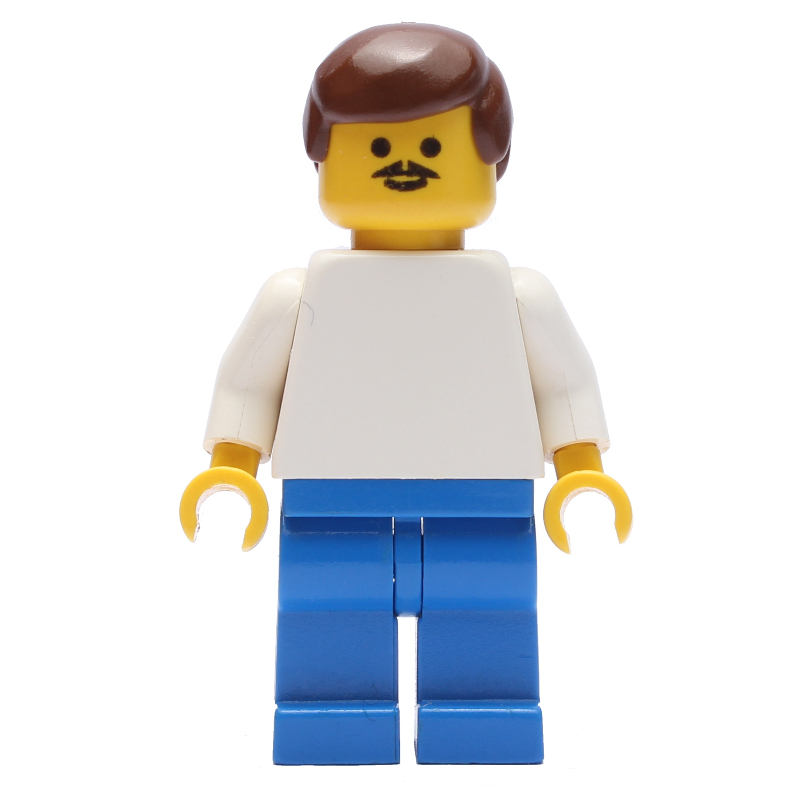 LEGO Soccer Player White Torso, Blue Legs, Brown Hair, Mustache (fig-006426)