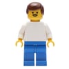 Soccer Player White Torso, Blue Legs, Brown Hair, Mustache