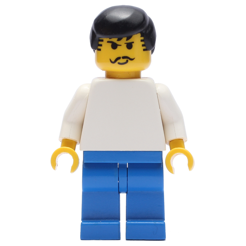 LEGO Soccer Player White Torso, Blue Legs, Black Hair, Mustache (fig-006427)
