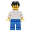Soccer Player White Torso, Blue Legs, Black Hair, Mustache