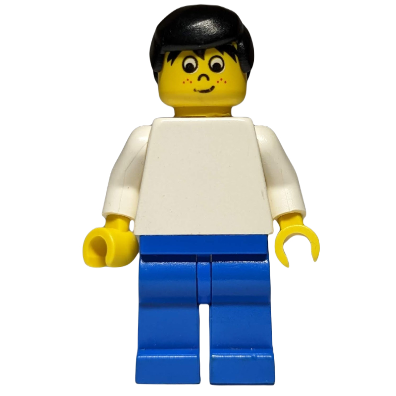 LEGO Soccer Player White Torso, Blue Legs, Black Hair, Freckles (fig-006429)