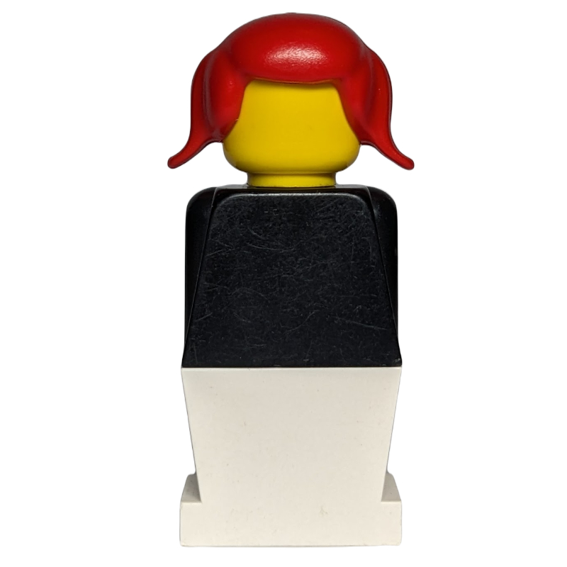 LEGO LEGOLAND Female, Black Torso, White Legs, Red Hair (fig-006468)