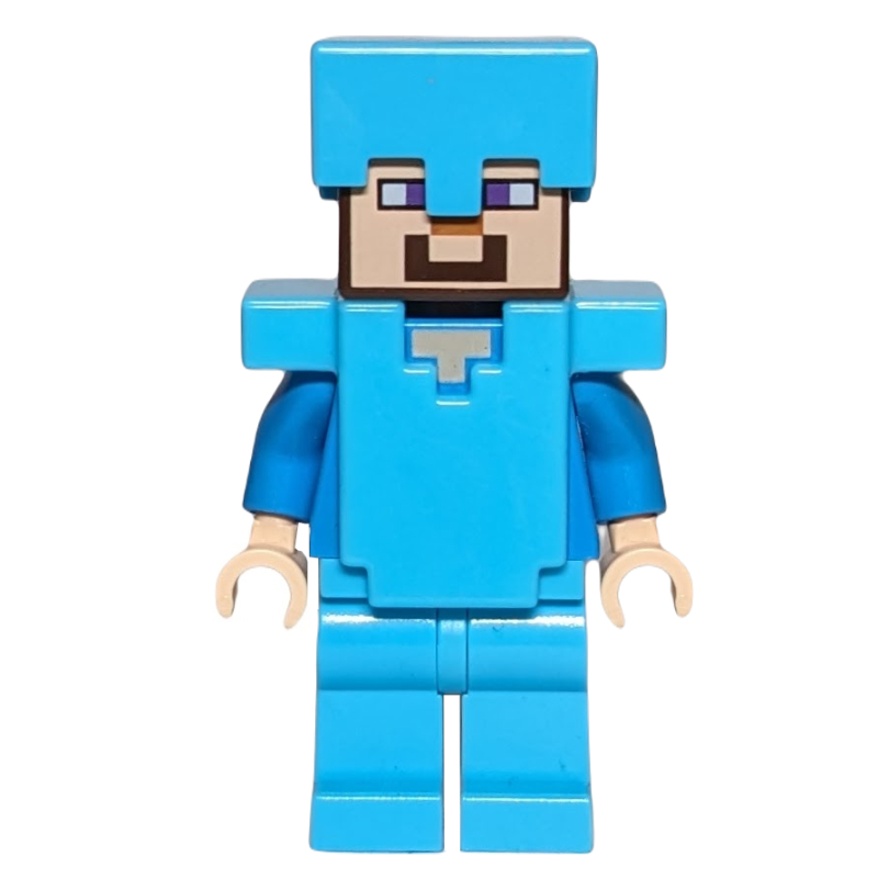 LEGO Steve in Medium Azure Helmet and Armor (fig-006483)