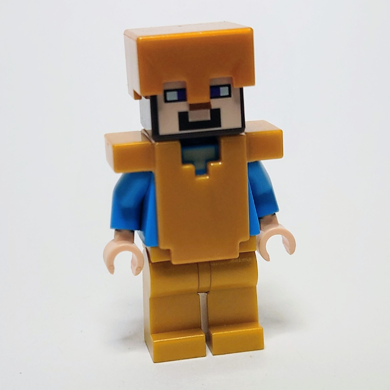 LEGO Steve in Pearl Gold Helmet and Armor (fig-006490)
