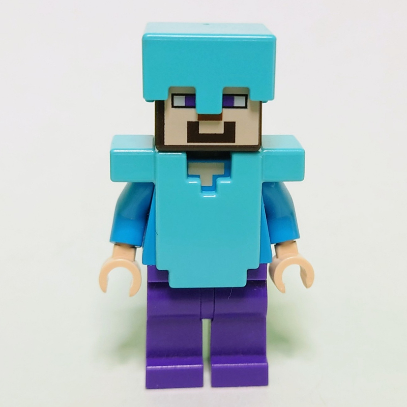 LEGO Steve in Medium Azure Helmet and Armor, Purple Legs (fig-006495)