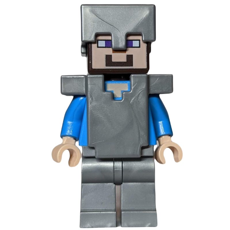 LEGO Steve in Flat Silver Helmet, Armor and Legs (fig-006516)
