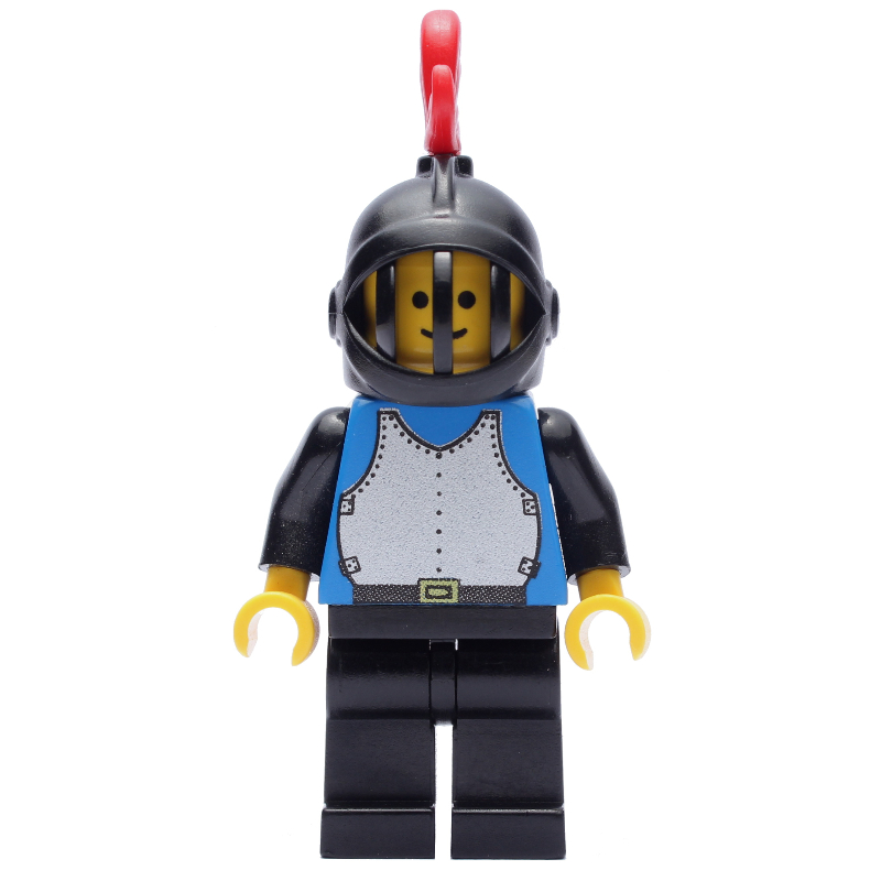 LEGO Knight (Breastplate on Blue) - Black Legs, Black Helmet, Red Plume (fig-006577)