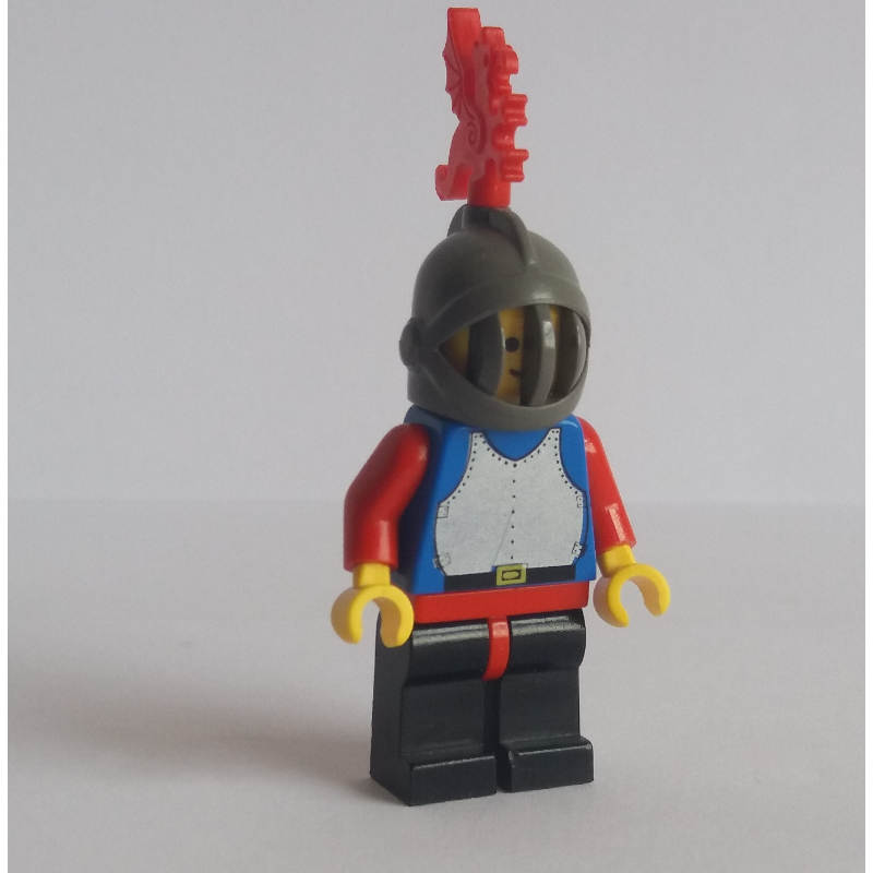 LEGO Knight (Breastplate on Blue) - Black Legs, Red Dragon Plume (fig-006586)