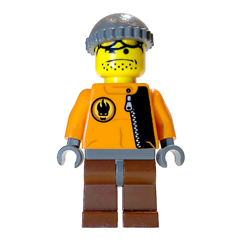 LEGO Hot Rod Driver, Orange Jacket with Zipper (fig-006677)