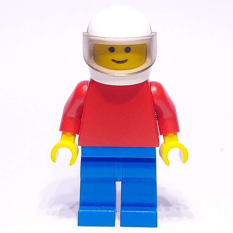 LEGO Man, Plain, Red Torso, Blue Legs, White Helmet with Visor (fig-006687)