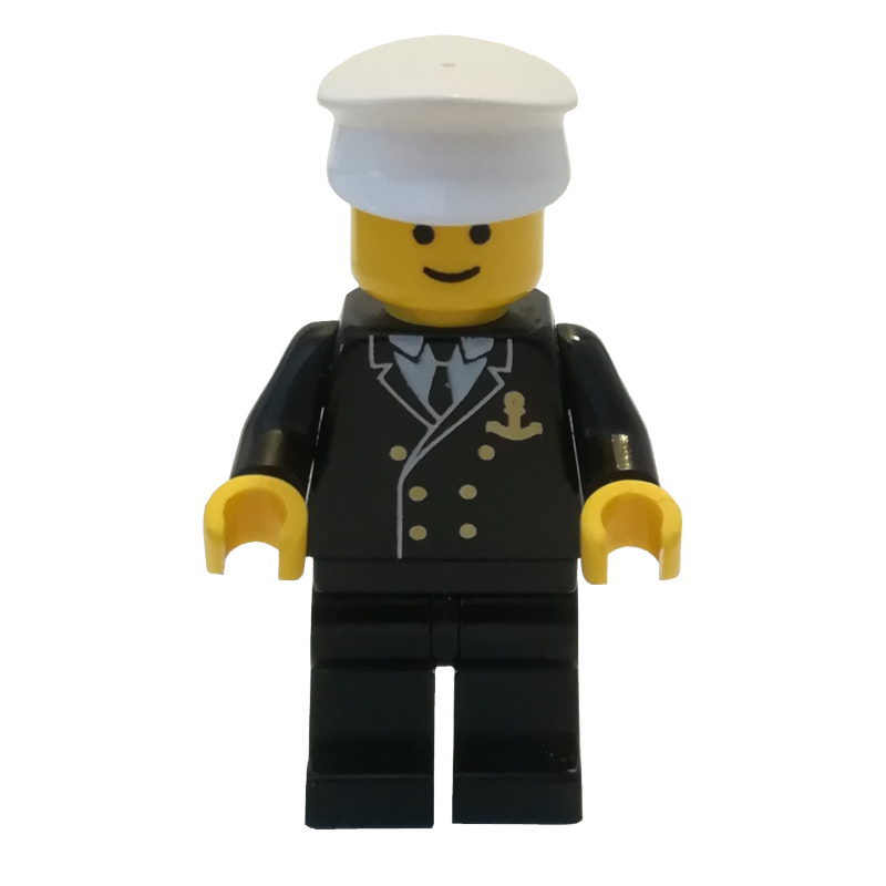 LEGO Boat Admiral, Black Suit with Gold Anchor (3626b Head) (fig-006709)