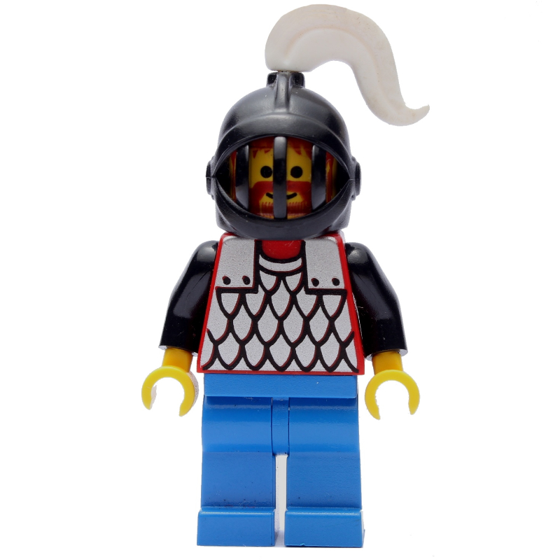 LEGO Knight (Scale Mail on Red) - Black Arms, Blue Legs, White Plume (fig-006720)