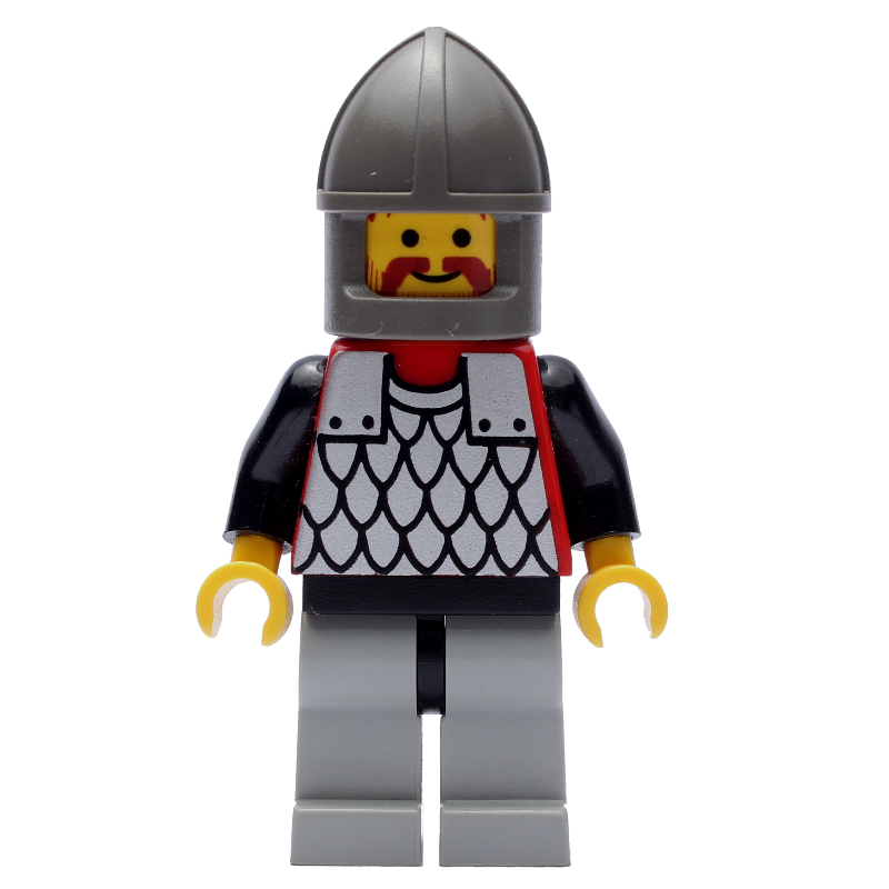 LEGO Knight (Scale Mail on Red) - Black Arms, Light Gray Legs, Dark Gray Chin-Guard (fig-006721)