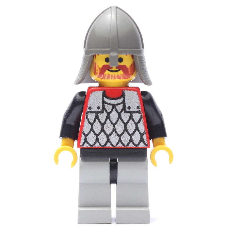 LEGO Knight (Scale Mail on Red) - Black Arms, Light Gray Legs, Dark Gray Neck-Protector (fig-006722)