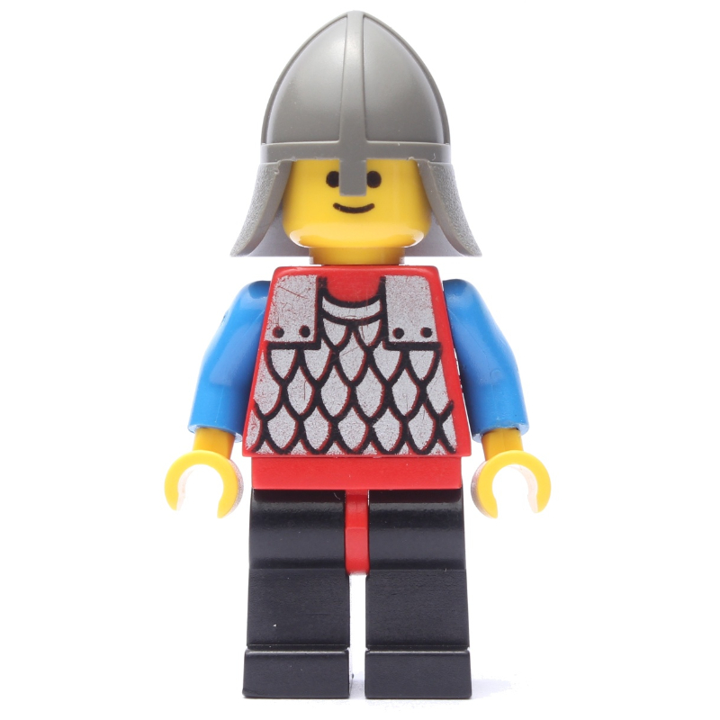 LEGO Knight (Scale Mail on Red) - Blue Arms, Black Legs, Dark Gray Neck-Protector (fig-006724)