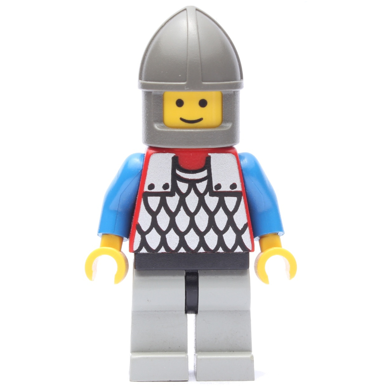 LEGO Knight (Scale Mail on Red) - Blue Arms, Light Gray Legs, Dark Gray Chin-Guard (fig-006726)