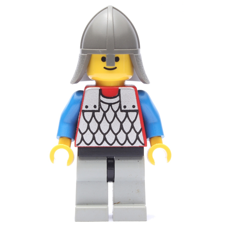 LEGO Knight (Scale Mail on Red) - Blue Arms, Light Gray Legs, Dark Gray Neck-Protector (fig-006727)