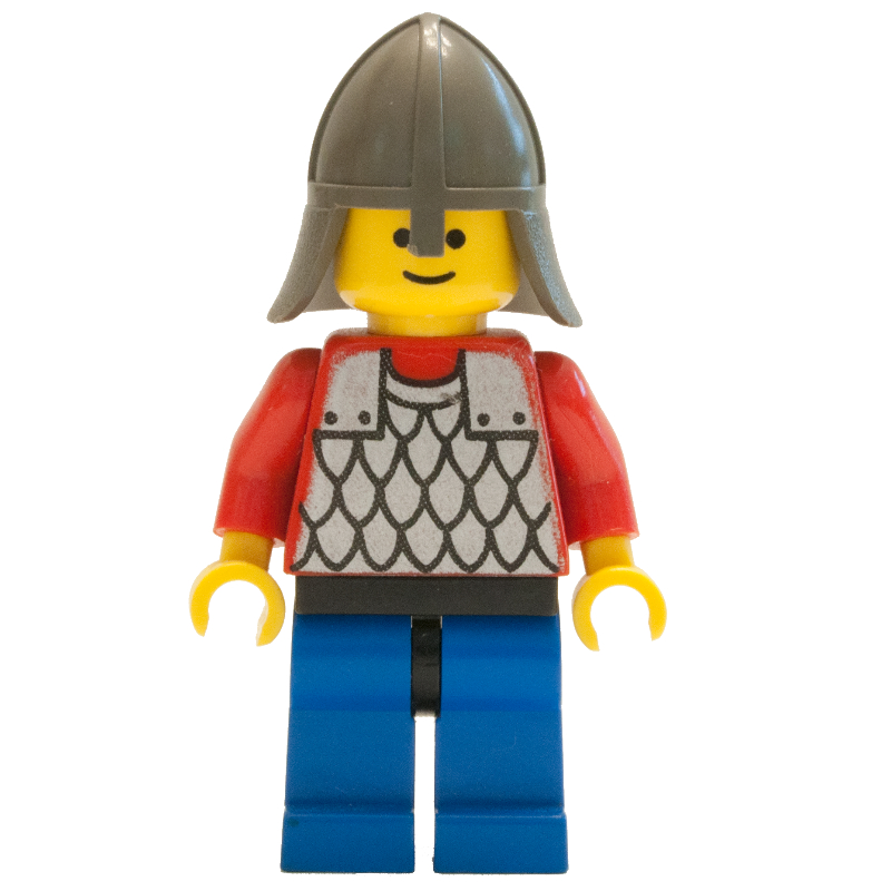 LEGO Knight (Scale Mail on Red) - Red Arms, Blue Legs, Dark Gray Neck-Protector (fig-006731)