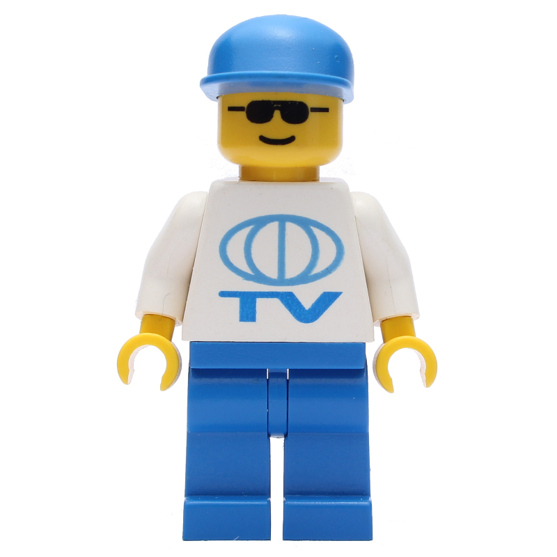 LEGO TV Worker - White Torso, Blue Legs, Blue Cap (fig-006748)