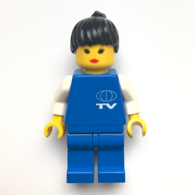 LEGO TV Worker - White Torso, Blue Legs, Female (fig-006749)